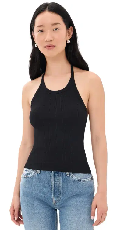 RE/DONE Sylvie Halter Top Black | Thumbnail 1 RE/DONE Sylvie Halter Top Black | Thumbnail 1