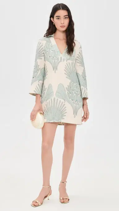 ANDRES OTALORA Aziza Mia Embroidered Mini Linen Tunic Mint Mosaique | Thumbnail 5 ANDRES OTALORA Aziza Mia Embroidered Mini Linen Tunic Mint Mosaique | Thumbnail 5