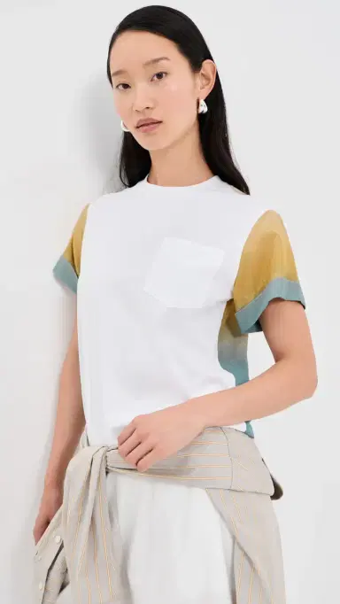 3.1 Phillip Lim Ombré Voile Combo T-Shirt White/torm Multi | Thumbnail 2 3.1 Phillip Lim Ombré Voile Combo T-Shirt White/torm Multi | Thumbnail 2