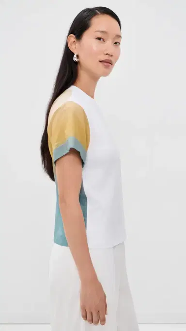 3.1 Phillip Lim Ombré Voile Combo T-Shirt White/torm Multi | Thumbnail 4 3.1 Phillip Lim Ombré Voile Combo T-Shirt White/torm Multi | Thumbnail 4