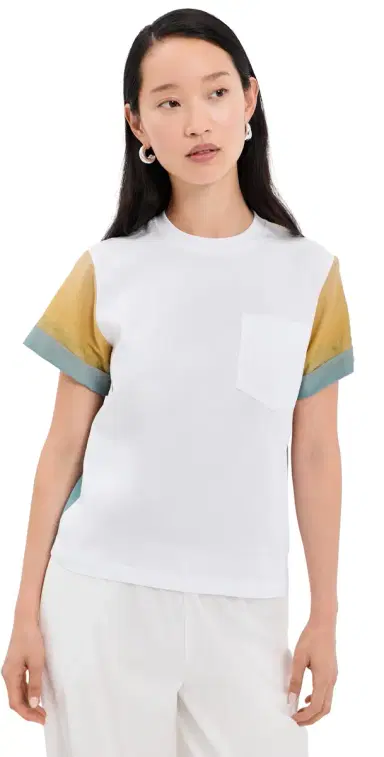 3.1 Phillip Lim Ombré Voile Combo T-Shirt White/torm Multi | Thumbnail 1 3.1 Phillip Lim Ombré Voile Combo T-Shirt White/torm Multi | Thumbnail 1