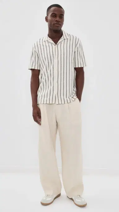 Vince triped Terry Cabana hirt mock White Combo | Thumbnail 5 Vince triped Terry Cabana hirt mock White Combo | Thumbnail 5