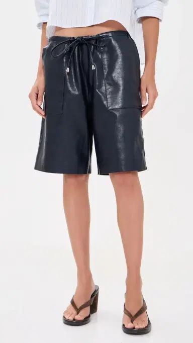 rag & bone Claire Faux Leather horts NAVY | Thumbnail 2 rag & bone Claire Faux Leather horts NAVY | Thumbnail 2