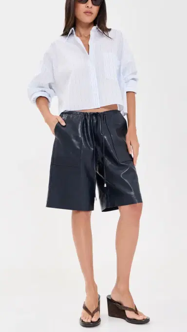 rag & bone Claire Faux Leather horts NAVY | Thumbnail 5 rag & bone Claire Faux Leather horts NAVY | Thumbnail 5