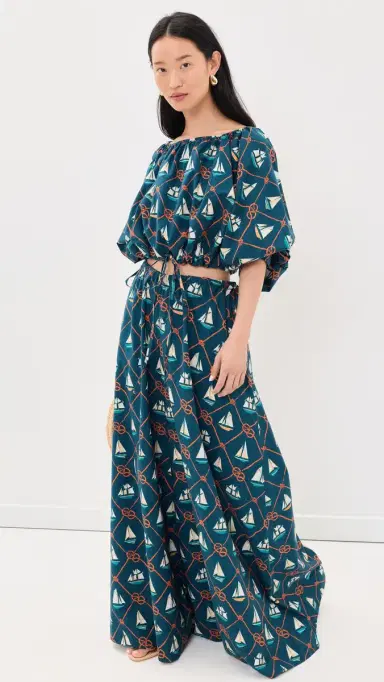 Coniglio Palm Beach Exaggerated Wide Leg Esplanade Pants Sailing Knots Starboard Navy One Size | Thumbnail 5 Coniglio Palm Beach Exaggerated Wide Leg Esplanade Pants Sailing Knots Starboard Navy One Size | Thumbnail 5