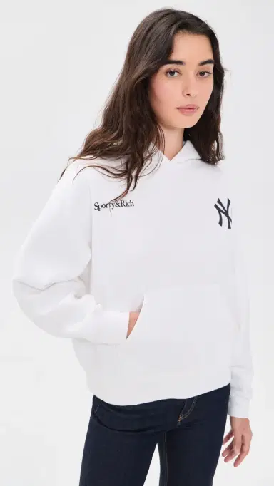 Sporty & Rich Yankees Curve Hoodie White/Dark Navy | Thumbnail 2 Sporty & Rich Yankees Curve Hoodie White/Dark Navy | Thumbnail 2