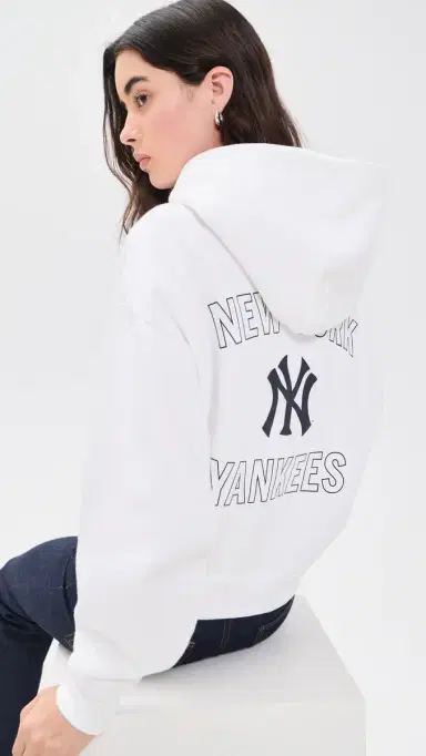 Sporty & Rich Yankees Curve Hoodie White/Dark Navy | Thumbnail 3 Sporty & Rich Yankees Curve Hoodie White/Dark Navy | Thumbnail 3