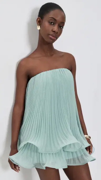 AMUR Dalia Pleated Baby Doll Dress Aqua Sol | Thumbnail 2 AMUR Dalia Pleated Baby Doll Dress Aqua Sol | Thumbnail 2
