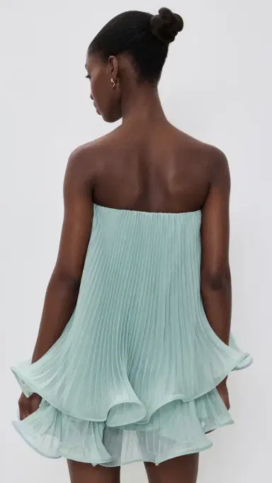 AMUR Dalia Pleated Baby Doll Dress Aqua Sol | Thumbnail 3 AMUR Dalia Pleated Baby Doll Dress Aqua Sol | Thumbnail 3