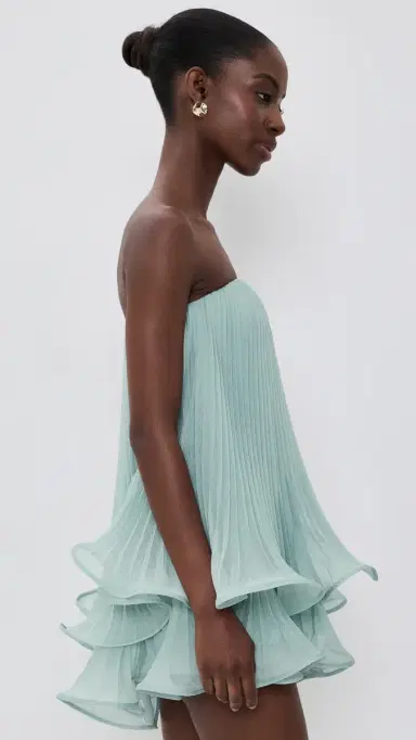 AMUR Dalia Pleated Baby Doll Dress Aqua Sol | Thumbnail 4 AMUR Dalia Pleated Baby Doll Dress Aqua Sol | Thumbnail 4