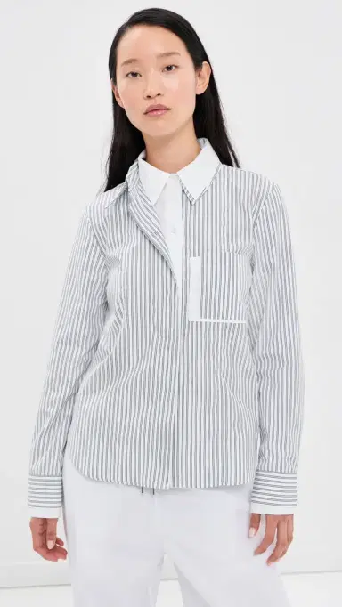 TWP Double Layer Boyfriend Shirt White/Navy Multi | Thumbnail 2 TWP Double Layer Boyfriend Shirt White/Navy Multi | Thumbnail 2