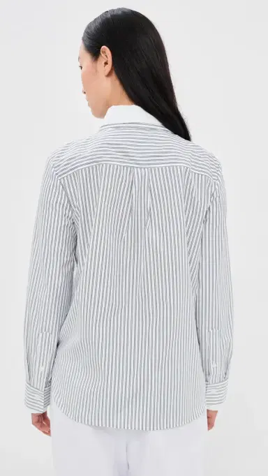 TWP Double Layer Boyfriend Shirt White/Navy Multi | Thumbnail 3 TWP Double Layer Boyfriend Shirt White/Navy Multi | Thumbnail 3