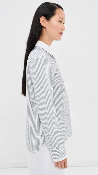 TWP Double Layer Boyfriend Shirt White/Navy Multi | Thumbnail 4 TWP Double Layer Boyfriend Shirt White/Navy Multi | Thumbnail 4