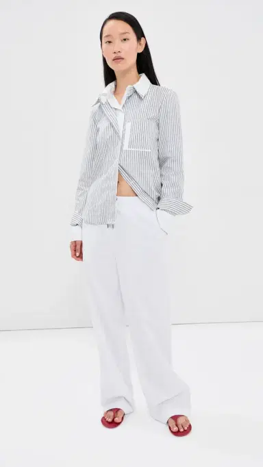 TWP Double Layer Boyfriend Shirt White/Navy Multi | Thumbnail 5 TWP Double Layer Boyfriend Shirt White/Navy Multi | Thumbnail 5