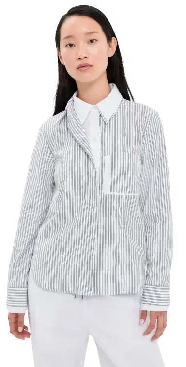 TWP Double Layer Boyfriend Shirt White/Navy Multi | Thumbnail 1 TWP Double Layer Boyfriend Shirt White/Navy Multi | Thumbnail 1