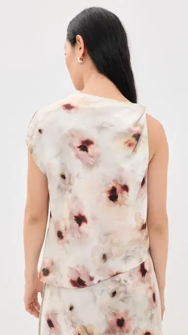 Vince Watercolor Floral Twist Shoulder Top soft peony L | Thumbnail 3 Vince Watercolor Floral Twist Shoulder Top soft peony L | Thumbnail 3