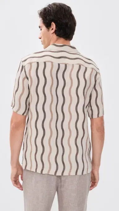 Frescobol Carioca Roberto inen Cabana Shirt Cacao | Thumbnail 3 Frescobol Carioca Roberto inen Cabana Shirt Cacao | Thumbnail 3