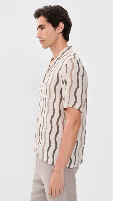 Frescobol Carioca Roberto inen Cabana Shirt Cacao | Thumbnail 4 Frescobol Carioca Roberto inen Cabana Shirt Cacao | Thumbnail 4