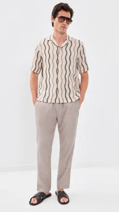 Frescobol Carioca Roberto inen Cabana Shirt Cacao | Thumbnail 5 Frescobol Carioca Roberto inen Cabana Shirt Cacao | Thumbnail 5