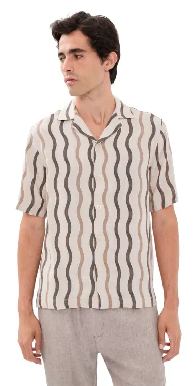 Frescobol Carioca Roberto inen Cabana Shirt Cacao | Thumbnail 1 Frescobol Carioca Roberto inen Cabana Shirt Cacao | Thumbnail 1