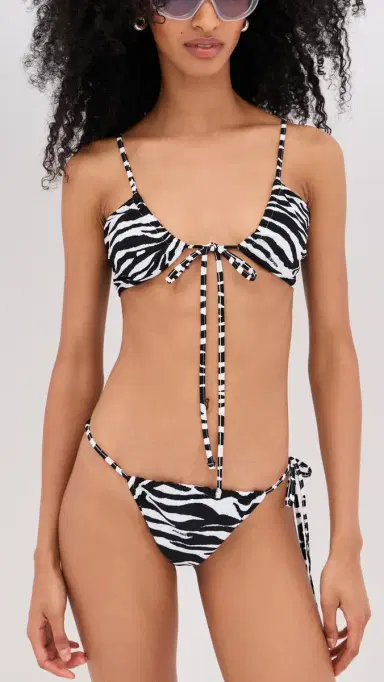The Attico Zebra Bikini Set White/Black | Thumbnail 5 The Attico Zebra Bikini Set White/Black | Thumbnail 5