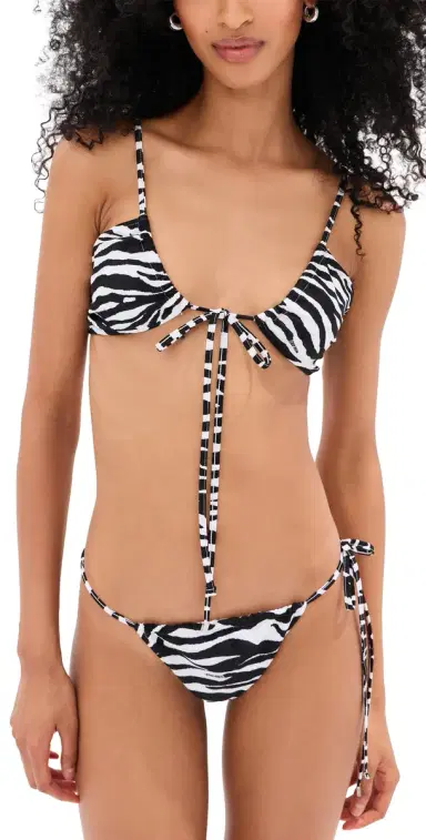 The Attico Zebra Bikini Set White/Black | Thumbnail 1 The Attico Zebra Bikini Set White/Black | Thumbnail 1