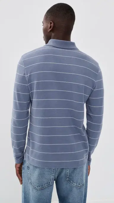 Vince triped Long leeve Polo Hawk Blue/mock White | Thumbnail 3 Vince triped Long leeve Polo Hawk Blue/mock White | Thumbnail 3