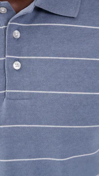 Vince triped Long leeve Polo Hawk Blue/mock White | Thumbnail 6 Vince triped Long leeve Polo Hawk Blue/mock White | Thumbnail 6