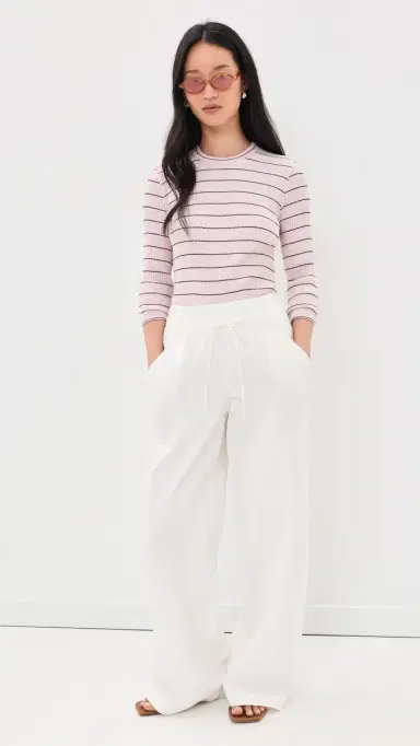 Vince Rib Stripe Long Sleeve Crew Tee | Thumbnail 5 Vince Rib Stripe Long Sleeve Crew Tee | Thumbnail 5