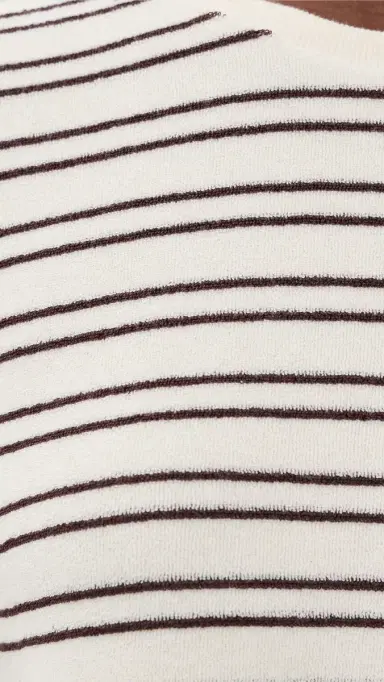 perfectwhitetee Eve Loop Terry tripe Short Sleeve Shirt Natural/Chocolate tripe | Thumbnail 6 perfectwhitetee Eve Loop Terry tripe Short Sleeve Shirt Natural/Chocolate tripe | Thumbnail 6