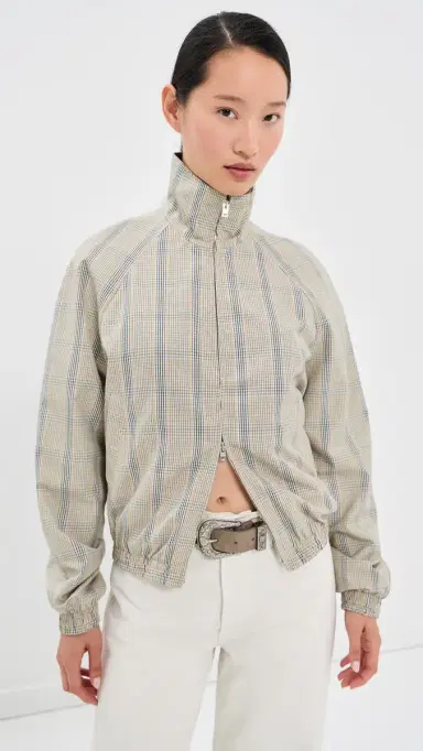 Acne Studios Plaid Bomber Funnel Neck Jacket Brown/Blue 40 | Thumbnail 2 Acne Studios Plaid Bomber Funnel Neck Jacket Brown/Blue 40 | Thumbnail 2