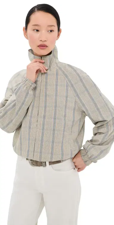 Acne Studios Plaid Bomber Funnel Neck Jacket Brown/Blue 40 | Thumbnail 1 Acne Studios Plaid Bomber Funnel Neck Jacket Brown/Blue 40 | Thumbnail 1