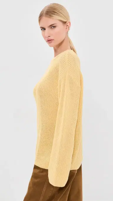 Another Tomorrow Draped Crew Knit Sweater Sun L | Thumbnail 4 Another Tomorrow Draped Crew Knit Sweater Sun L | Thumbnail 4