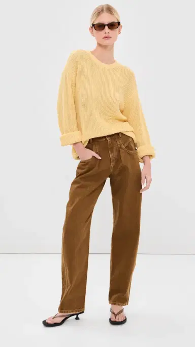 Another Tomorrow Draped Crew Knit Sweater Sun L | Thumbnail 5 Another Tomorrow Draped Crew Knit Sweater Sun L | Thumbnail 5