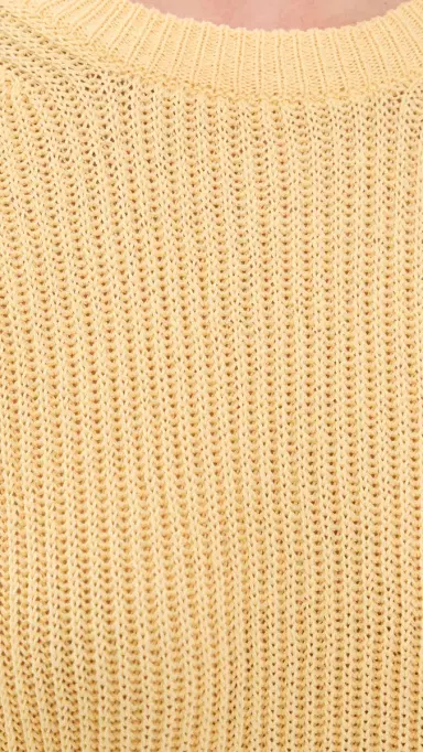Another Tomorrow Draped Crew Knit Sweater Sun L | Thumbnail 6 Another Tomorrow Draped Crew Knit Sweater Sun L | Thumbnail 6