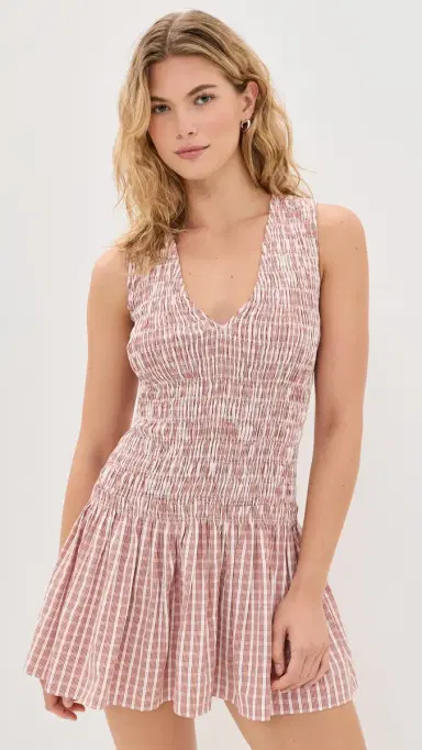 Faithfull Palomar Mini Dress Paloma Check/Cinnamon White | Thumbnail 2 Faithfull Palomar Mini Dress Paloma Check/Cinnamon White | Thumbnail 2