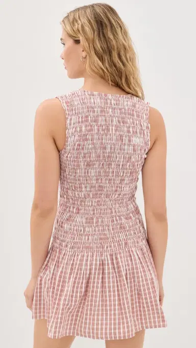 Faithfull Palomar Mini Dress Paloma Check/Cinnamon White | Thumbnail 3 Faithfull Palomar Mini Dress Paloma Check/Cinnamon White | Thumbnail 3