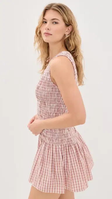 Faithfull Palomar Mini Dress Paloma Check/Cinnamon White | Thumbnail 4 Faithfull Palomar Mini Dress Paloma Check/Cinnamon White | Thumbnail 4