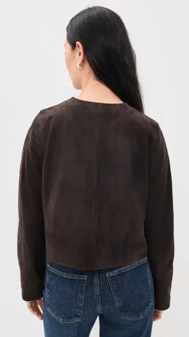 Vince Collarless Cropped Suede Jacket Iron | Thumbnail 3 Vince Collarless Cropped Suede Jacket Iron | Thumbnail 3