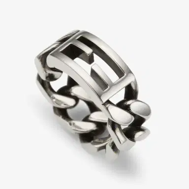 Fendi Tube band ring, with curb-chain links and the iconic | Thumbnail 2 Fendi Tube band ring, with curb-chain links and the iconic | Thumbnail 2