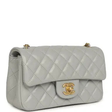 Chanel Chanel Mini Pearl Crush Rectangular Flap Bag Grey Lambskin Brushed Gold Hardware | Thumbnail 2 Chanel Chanel Mini Pearl Crush Rectangular Flap Bag Grey Lambskin Brushed Gold Hardware | Thumbnail 2
