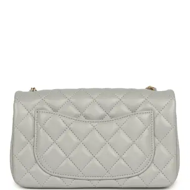 Chanel Chanel Mini Pearl Crush Rectangular Flap Bag Grey Lambskin Brushed Gold Hardware | Thumbnail 4 Chanel Chanel Mini Pearl Crush Rectangular Flap Bag Grey Lambskin Brushed Gold Hardware | Thumbnail 4