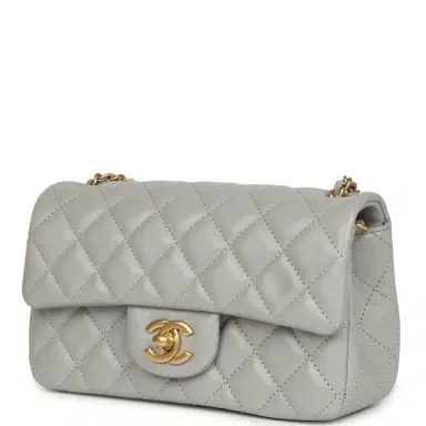 Chanel Chanel Mini Pearl Crush Rectangular Flap Bag Grey Lambskin Brushed Gold Hardware | Thumbnail 5 Chanel Chanel Mini Pearl Crush Rectangular Flap Bag Grey Lambskin Brushed Gold Hardware | Thumbnail 5