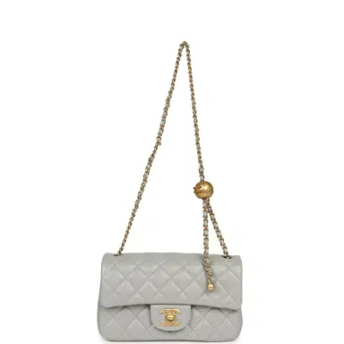 Chanel Chanel Mini Pearl Crush Rectangular Flap Bag Grey Lambskin Brushed Gold Hardware | Thumbnail 7 Chanel Chanel Mini Pearl Crush Rectangular Flap Bag Grey Lambskin Brushed Gold Hardware | Thumbnail 7