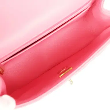 Chanel Chanel Mini Rectangular Flap Bag with Top Handle Pink Lambskin Light Gold Hardware | Thumbnail 9 Chanel Chanel Mini Rectangular Flap Bag with Top Handle Pink Lambskin Light Gold Hardware | Thumbnail 9