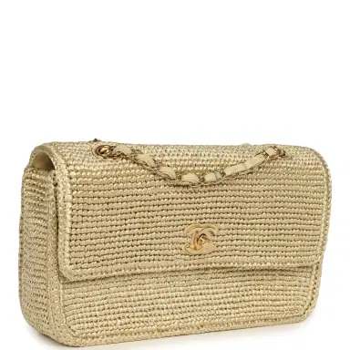 Chanel Chanel Small Coco Beach Small Flap Bag Light Gold Braided Raffia Gold Hardware | Thumbnail 2 Chanel Chanel Small Coco Beach Small Flap Bag Light Gold Braided Raffia Gold Hardware | Thumbnail 2