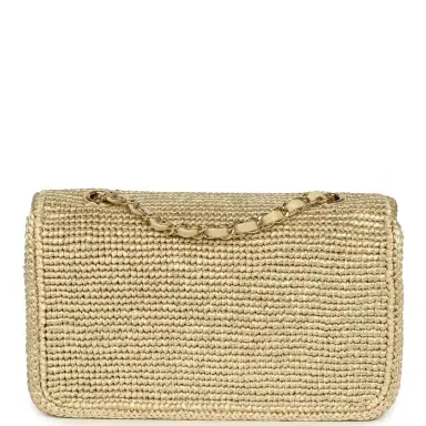 Chanel Chanel Small Coco Beach Small Flap Bag Light Gold Braided Raffia Gold Hardware | Thumbnail 4 Chanel Chanel Small Coco Beach Small Flap Bag Light Gold Braided Raffia Gold Hardware | Thumbnail 4