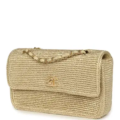 Chanel Chanel Small Coco Beach Small Flap Bag Light Gold Braided Raffia Gold Hardware | Thumbnail 5 Chanel Chanel Small Coco Beach Small Flap Bag Light Gold Braided Raffia Gold Hardware | Thumbnail 5