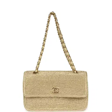 Chanel Chanel Small Coco Beach Small Flap Bag Light Gold Braided Raffia Gold Hardware | Thumbnail 7 Chanel Chanel Small Coco Beach Small Flap Bag Light Gold Braided Raffia Gold Hardware | Thumbnail 7