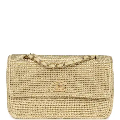 Chanel Chanel Small Coco Beach Small Flap Bag Light Gold Braided Raffia Gold Hardware | Thumbnail 1 Chanel Chanel Small Coco Beach Small Flap Bag Light Gold Braided Raffia Gold Hardware | Thumbnail 1